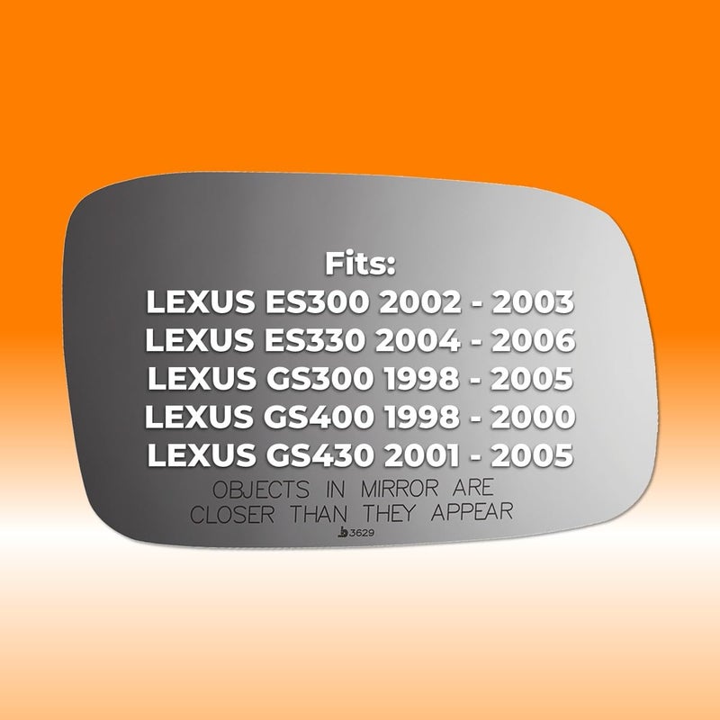 Burco 3629 Right Side Power Mirror Glass (Mount Not Included) compatible with 2002-2003 Lexus ES300, 2004-2006 Lexus ES330, 1998-2005 Lexus GS300, 1998-2000 Lexus GS400, 2001-2005 Lexus GS430 - Image 3